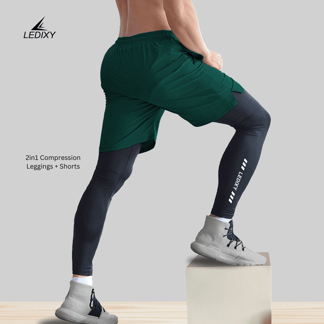 2in1 Compression Leggings + Shorts (Attached)